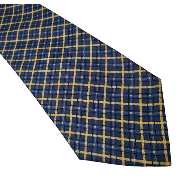 Tommy Hilfiger blue yellow plaid silk tie - 60" - Picture 1 of 5